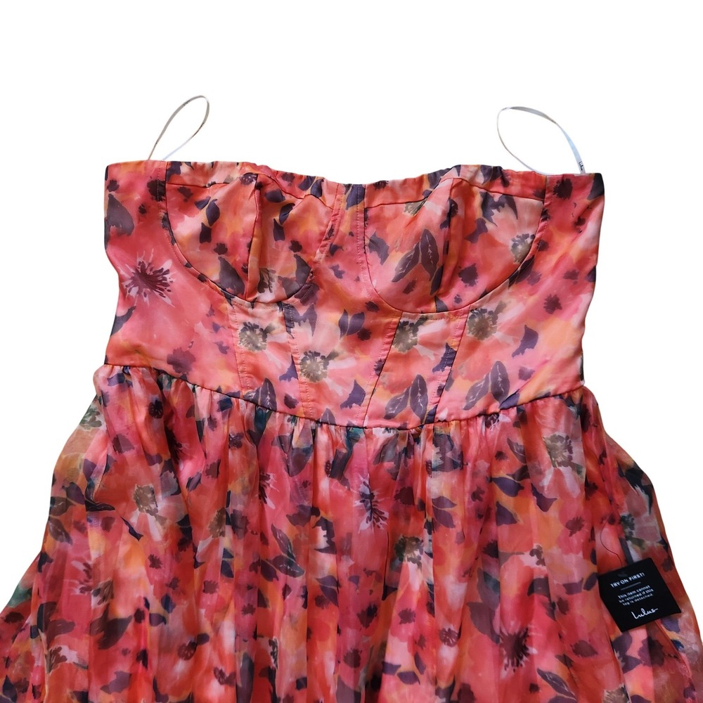 Lulus Wonderful Waltz Coral Corset Dress Strapless Sweetheart Plus Size 2X‎ NWT